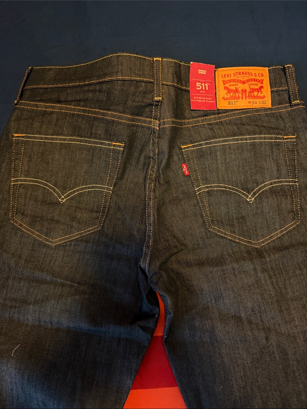 Levi's 511 Slim Straight Dark Indigo Jeans with Contrast Stitching